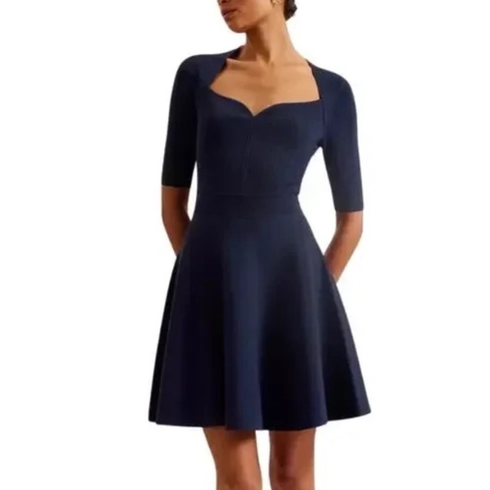 NEW! TED BAKER Milly Navy Knit Dress Size 12